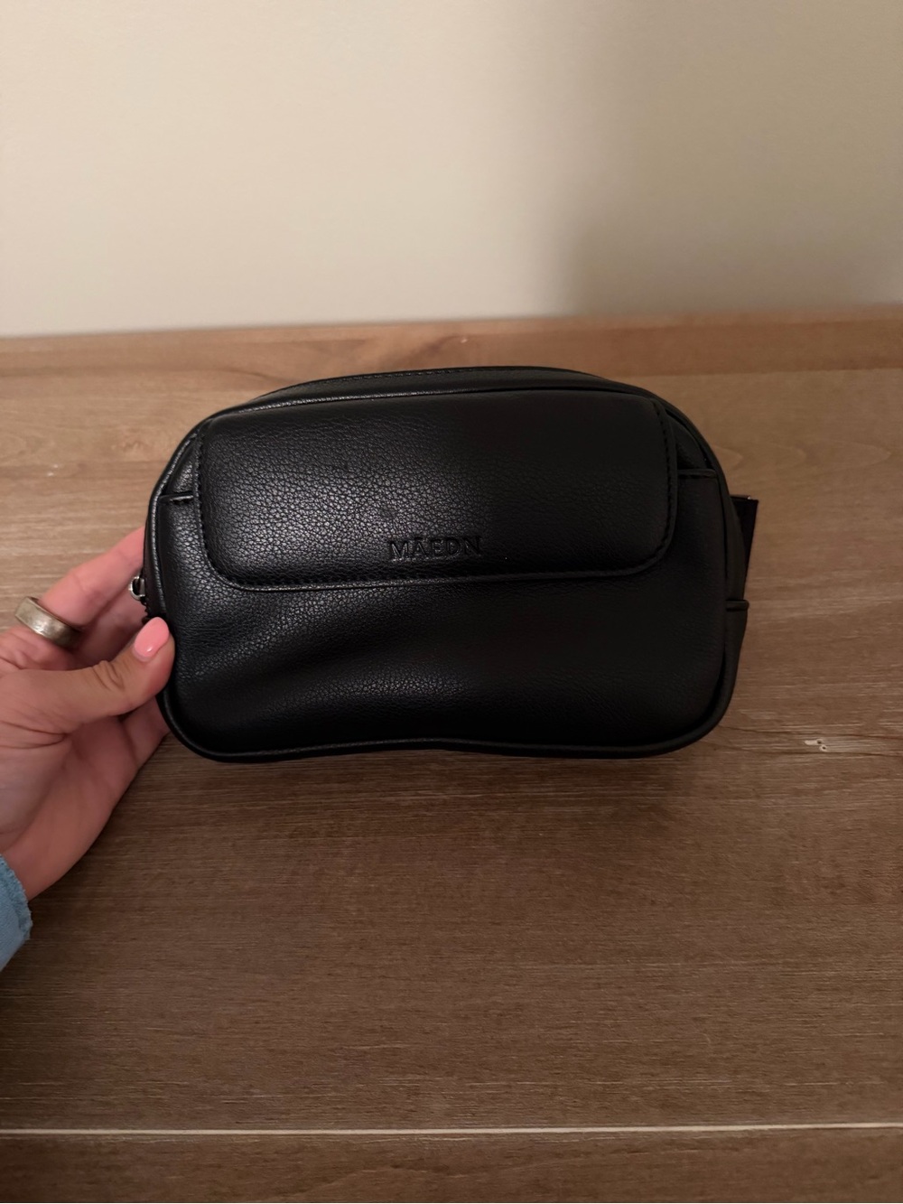 Black leather anywhere belt bag